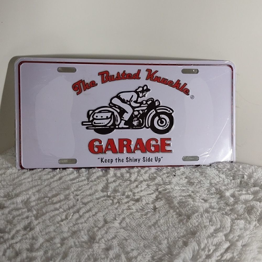 NWT The Busted Knuckle Garage Metal License Plate
